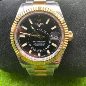 rolex fondo negro borde dorado correa plateada 4 300x300
